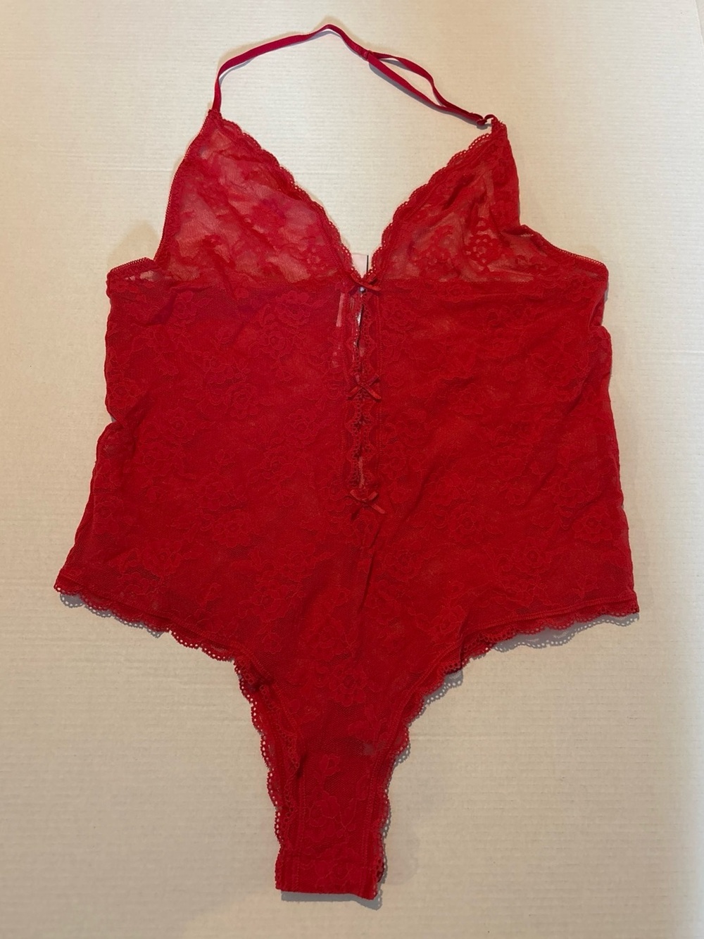 Victoria’s Secret Red Lace Teddy Bodysuit Lingerie Women’s Large Lg